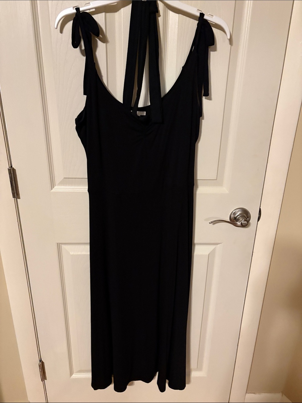H&M Black Maxi Dress with Tie-Shoulder Straps